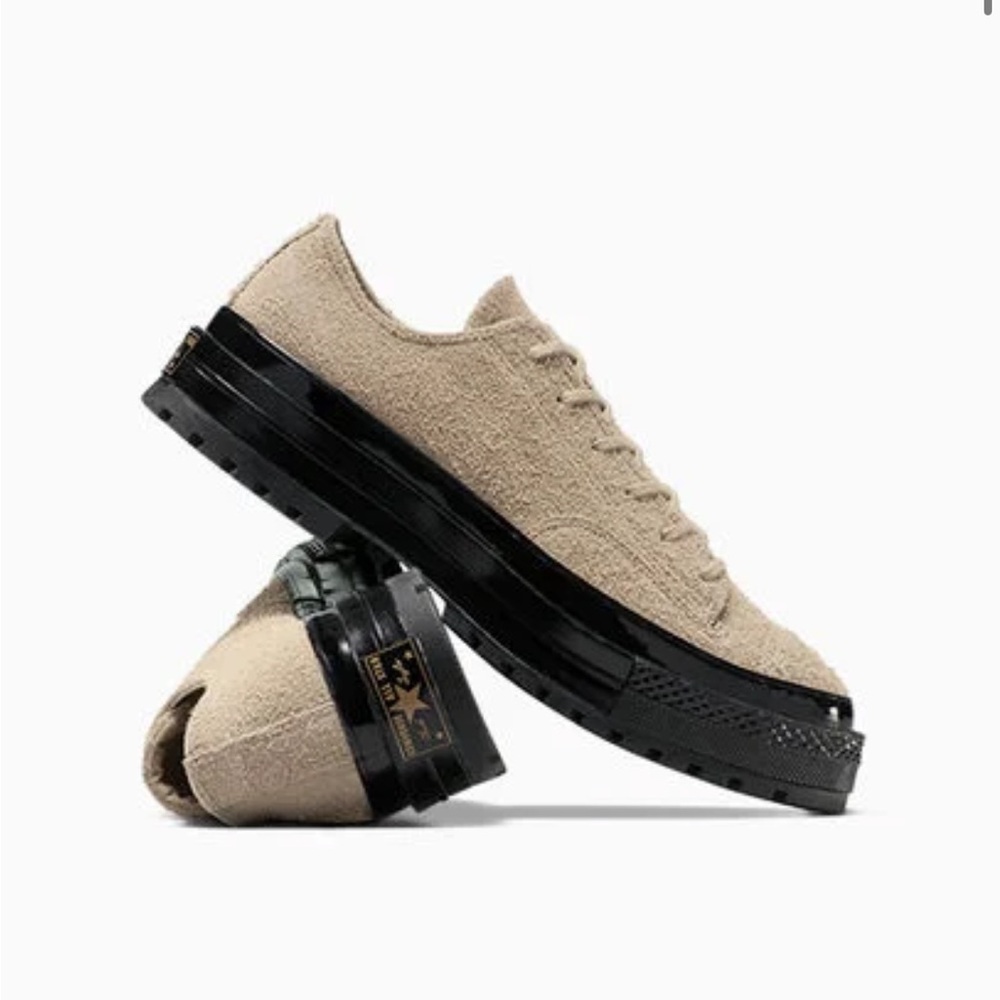 Converse Beige and Black Platform Sneakers